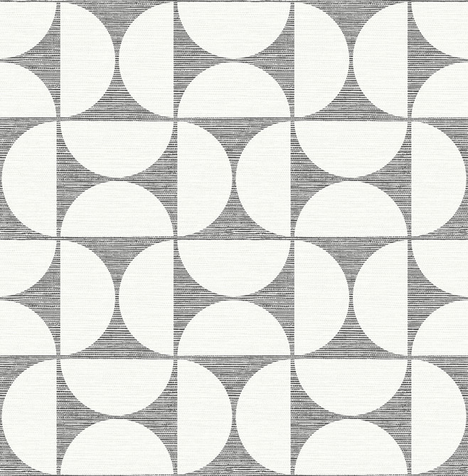 Brewster Deedee Black Geometric Faux Grasscloth Wallpaper Fresh Start Kitchen & Bath Covers about 56.4 square feet Great Britain Unpasted 10.4-in repeat, straight match 20.5-in by 33-ft long roll - My Fabric Connection -
