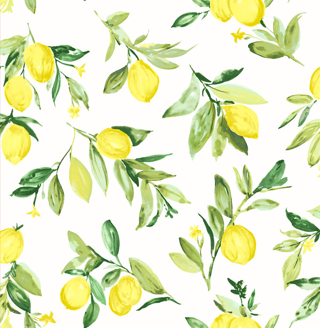 Brewster Limon Chartreuse Fruit Wallpaper Fresh Start Kitchen & Bath Covers about 56.4 square feet 20.5-in by 33-ft long roll Unpasted 20.9 - My Fabric Connection -