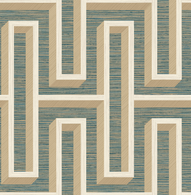 Advantage Henley Teal Geometric Grasscloth Wallpaper Fusion Covers about 56.4 square feet 20.5-in by 33-ft long roll Unpasted 20.9 - My Fabric Connection -