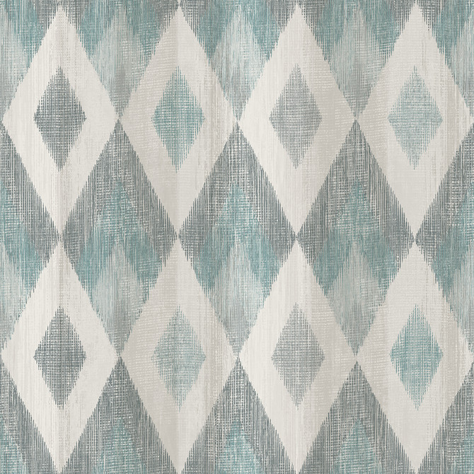 Advantage Ace Teal Diamond Wallpaper Geo & Textures Covers about 57.5 square feet France Unpasted 20.9-in repeat, straight match 20.9-in by 33-ft long roll - My Fabric Connection -