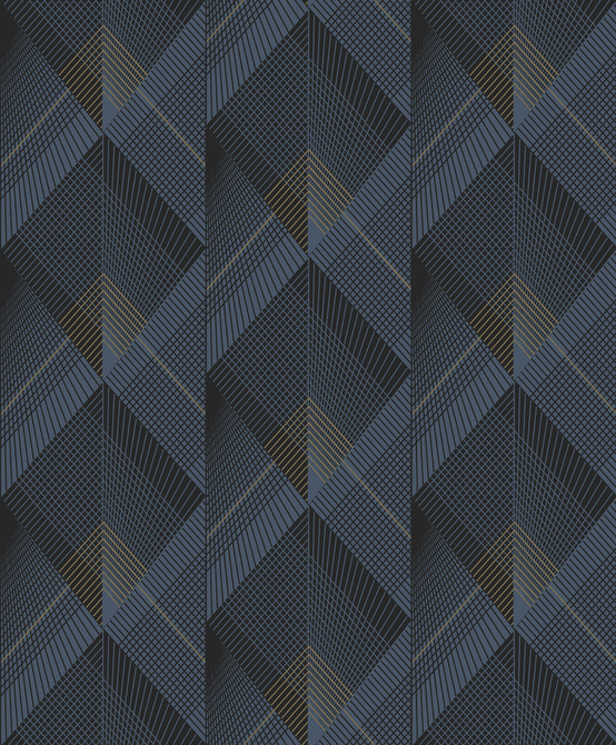 Advantage Raoul Navy Fanning Diamonds Wallpaper Geo & Textures Covers about 57.5 square feet France Unpasted 12.5-in repeat, drop match 20.9-in by 33-ft long roll - My Fabric Connection -