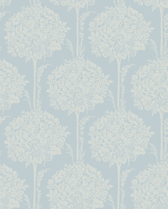 A-Street Prints Zaria Light Blue Topiary Wallpaper Georgia Covers about 56.4 square feet Great Britain Unpasted 12.6-in repeat, straight match 20.5-in by 33-ft long roll - My Fabric Connection -