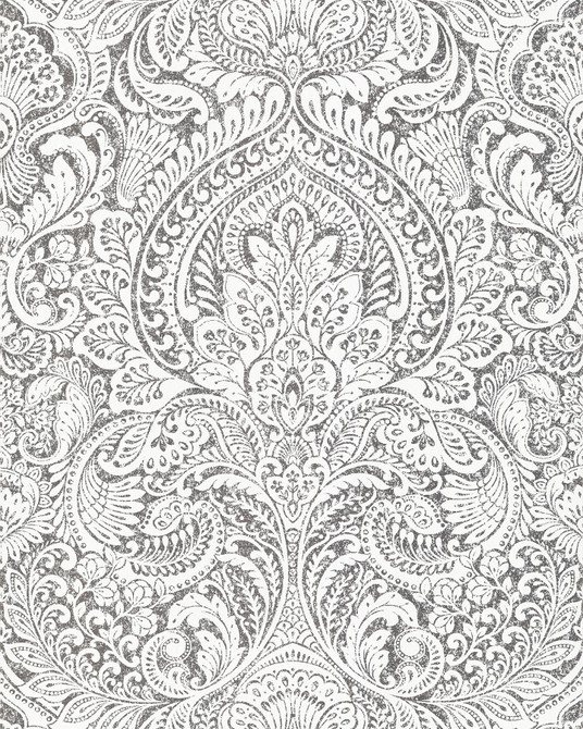 A-Street Prints Artemis Platinum Damask Wallpaper Grey Resource Covers about 57.5 square feet 20.9-in by 33-ft long roll Unpasted 25.2 - My Fabric Connection -