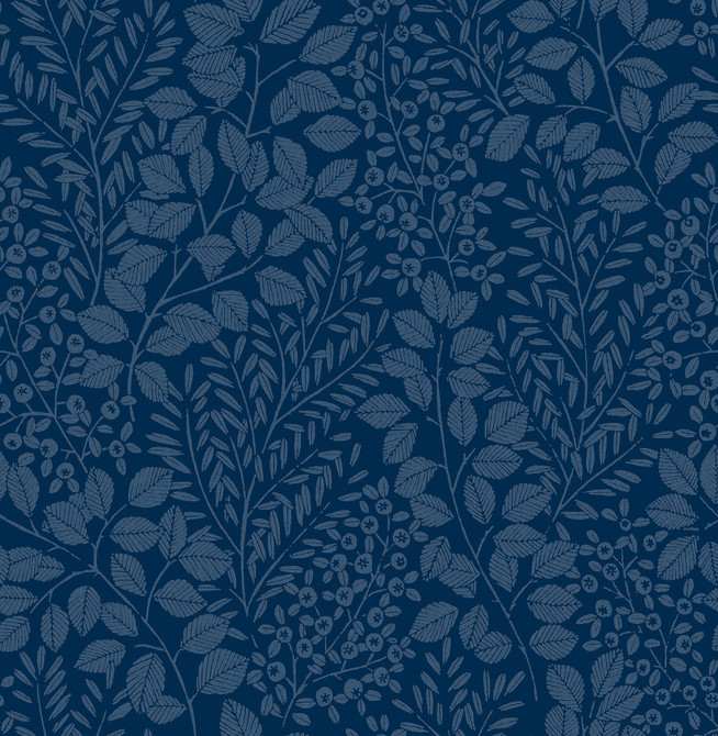 A-Street Prints Elin Blue Berry Botanical Wallpaper Hannah Covers about 56.4 square feet Great Britain Unpasted 20.9-in repeat, straight match 20.5-in by 33-ft long roll - My Fabric Connection -