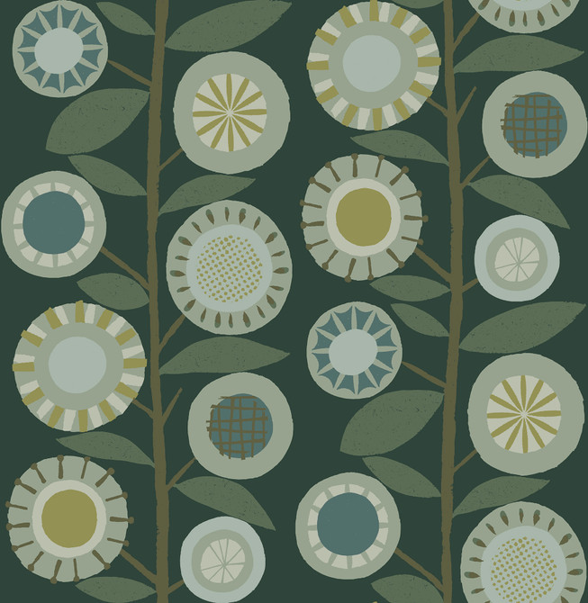 A-Street Prints Sisu Evergreen Floral Geometric Wallpaper Hannah Covers about 56.4 square feet Great Britain Unpasted 20.9-in repeat, straight match 20.5-in by 33-ft long roll - My Fabric Connection - A-Street Prints Sisu Evergreen Floral Geometric Wallpaper Hannah Covers about 56.4 square feet Great Britain Unpasted 20.9-in repeat, straight match 20.5-in by 33-ft long roll - My Fabric Connection -