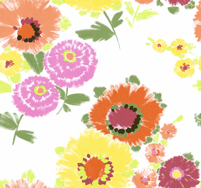 A-Street Prints Essie Yellow Painterly Floral Wallpaper Happy Covers about 56.4 square feet Great Britain Unpasted 20.9-in repeat, straight match 20.5-in by 33-ft long roll - My Fabric Connection -