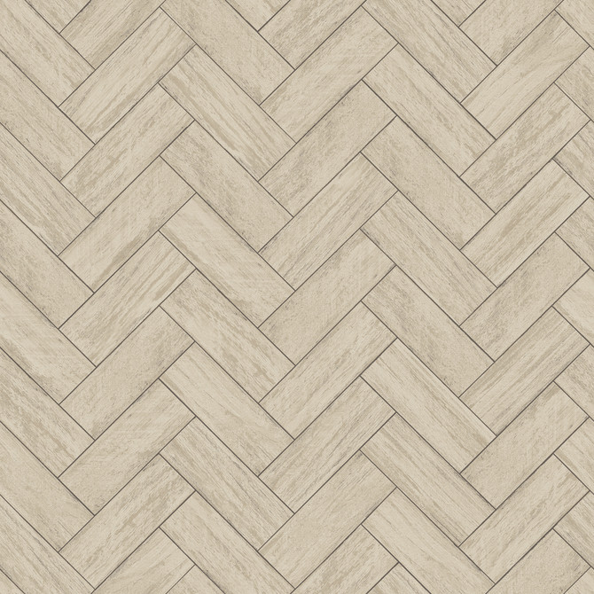 Chesapeake Kaliko Taupe Wood Herringbone Wallpaper Homestead Covers about 56.4 square feet United States Prepasted 20.5-in repeat, straight match 20.5-in by 33-ft long roll - My Fabric Connection -
