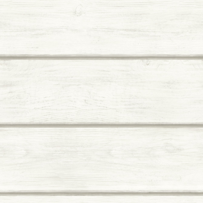 Chesapeake Cassidy White Wood Planks Wallpaper Homestead Covers about 56.4 square feet United States Prepasted 20.5-in repeat, straight match 20.5-in by 33-ft long roll - My Fabric Connection -