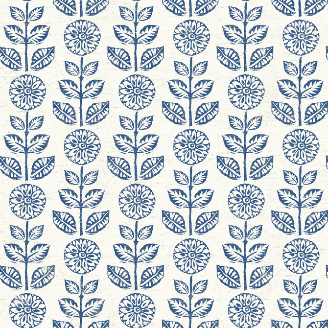 Chesapeake Navy Dolly Wallpaper Homestead Covers about 56.4 square feet 20.5-in by 33-ft long roll Prepasted 20.5 - My Fabric Connection -