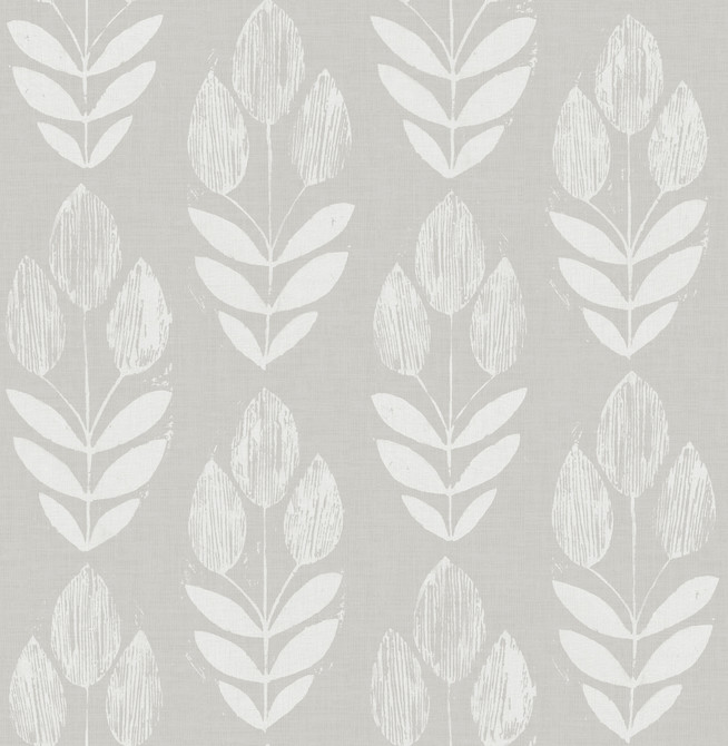 Chesapeake Garland Grey Block Tulip Wallpaper Homestead Covers about 56.4 square feet Great Britain Unpasted 20.9-in repeat, straight match 20.5-in by 33-ft long roll - My Fabric Connection -