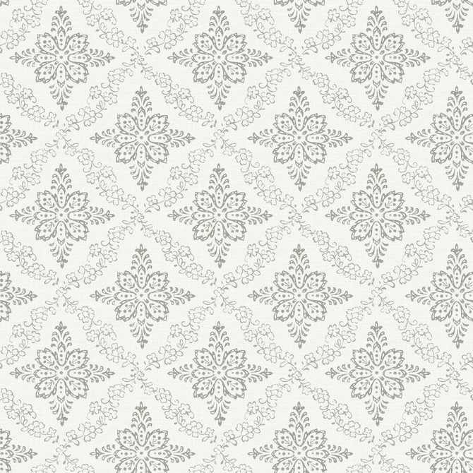 Chesapeake Wynonna Light Grey Geometric Floral Wallpaper Kindred Covers about 56.4 square feet United States Prepasted 20.5-in repeat, straight match 20.5-in by 33-ft long roll - My Fabric Connection -