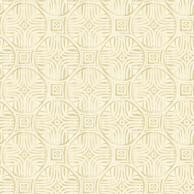 Chesapeake Sandee Butter Medallion Wallpaper Kinfolk Covers about 56.4 square feet United States Prepasted 6.83-in repeat, straight match 20.5-in by 33-ft long roll - My Fabric Connection -