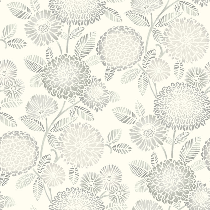 Chesapeake Zalipie Grey Floral Trail Wallpaper Kinfolk Covers about 56.4 square feet 20.5-in by 33-ft long roll Prepasted 20.5 - My Fabric Connection -
