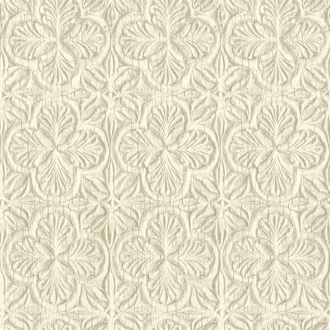 Chesapeake Karachi Cream Wooden Damask Wallpaper Kinfolk Covers about 56.4 square feet United States Prepasted 20.5-in repeat, straight match 20.5-in by 33-ft long roll - My Fabric Connection -