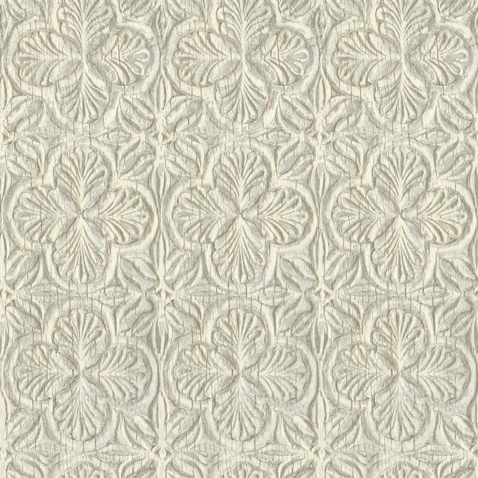 Chesapeake Karachi Aqua Wooden Damask Wallpaper Kinfolk Covers about 56.4 square feet United States Prepasted 20.5-in repeat, straight match 20.5-in by 33-ft long roll - My Fabric Connection -