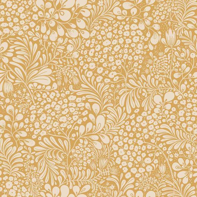 A-Street Prints Siv Mustard Botanical Wallpaper Lina Covers about 57.5 square feet Sweden Unpasted 20.9-in repeat, half drop match 20.9-in by 33-ft long roll - My Fabric Connection -