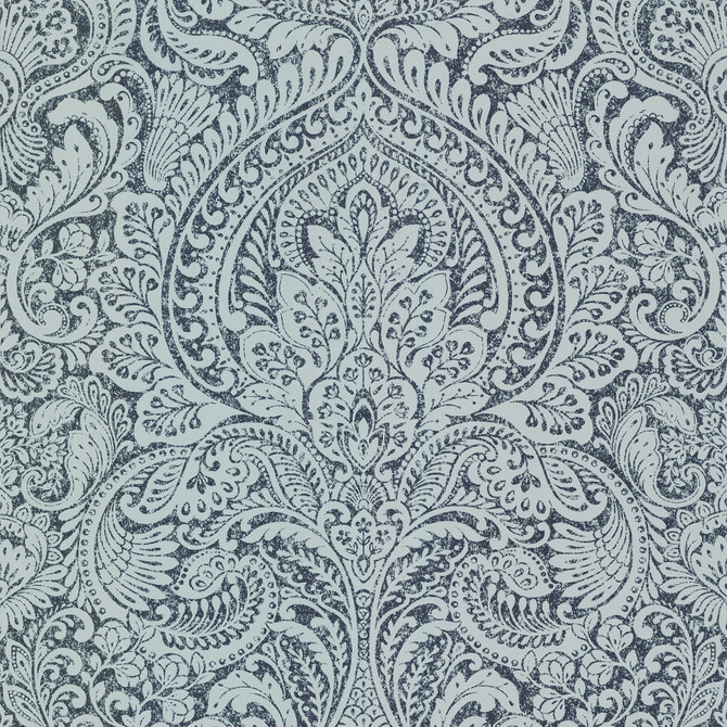 A-Street Prints Artemis Sapphire Floral Damask Wallpaper Lustre Covers about 57.5 square feet China Unpasted 25.2-in repeat, straight match 20.9-in by 33-ft long roll - My Fabric Connection -