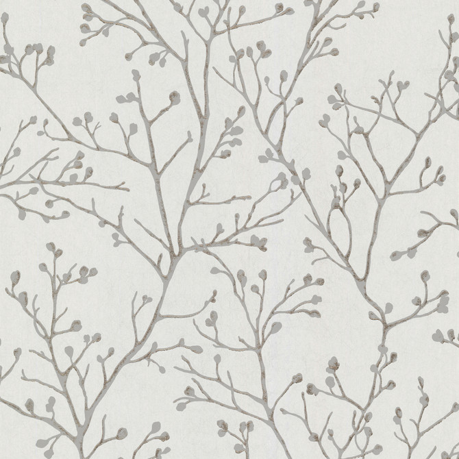 A-Street Prints Koura Silver Budding Branches Wallpaper Lustre Covers about 57.5 square feet China Unpasted 12.5-in repeat, drop match 20.9-in by 33-ft long roll - My Fabric Connection -