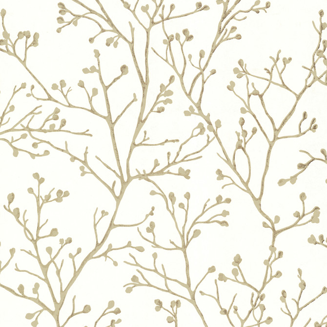 A-Street Prints Koura Cream Budding Branches Wallpaper Lustre Covers about 57.5 square feet China Unpasted 12.5-in repeat, drop match 20.9-in by 33-ft long roll - My Fabric Connection -