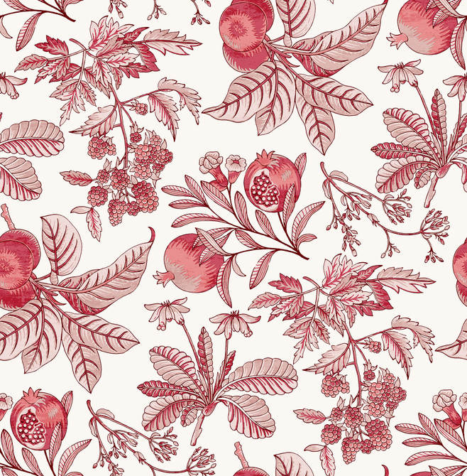 A-Street Prints Cecilia Red Fruit Wallpaper Middleton Covers about 56.4 square feet Great Britain Unpasted 20.9-in repeat, straight match 20.5-in by 33-ft long roll - My Fabric Connection -