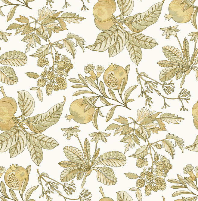 A-Street Prints Cecilia Honey Fruit Wallpaper Middleton Covers about 56.4 square feet Great Britain Unpasted 20.9-in repeat, straight match 20.5-in by 33-ft long roll - My Fabric Connection -