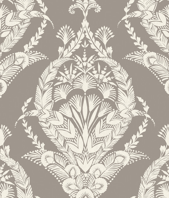 A-Street Prints Arlie Grey Botanical Damask Wallpaper Middleton Covers about 56.4 square feet Great Britain Unpasted 24-in repeat, straight match 20.5-in by 33-ft long roll - My Fabric Connection -