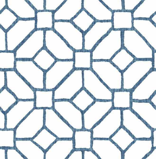 A-Street Prints Addis Blue Trellis Wallpaper Middleton Covers about 56.4 square feet Great Britain Unpasted 20.9-in repeat, straight match 20.5-in by 33-ft long roll - My Fabric Connection -