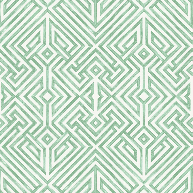 A-Street Prints Lyon Green Geometric Key Wallpaper Middleton Covers about 56.4 square feet Great Britain Unpasted 20.9-in repeat, straight match 20.5-in by 33-ft long roll - My Fabric Connection -