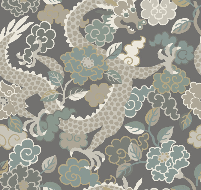 A-Street Prints Yanci Stone Dragon Wallpaper Middleton Covers about 60.8 square feet 27-in by 27-ft long roll Unpasted 25.25 - My Fabric Connection -