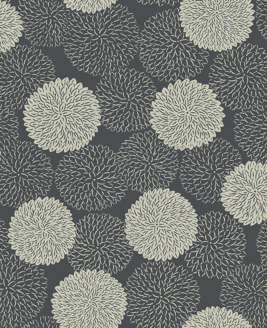 A-Street Prints Blithe Charcoal Floral Wallpaper Mistral Covers about 56.4 square feet Great Britain Unpasted 12.6-in repeat, drop match 20.5-in by 33-ft long roll - My Fabric Connection -
