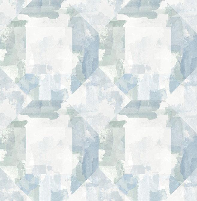 A-Street Prints Perrin Blue Gem Geometric Wallpaper Mylos Covers about 56.4 square feet Great Britain Unpasted 20.9-in repeat, straight match 20.5-in by 33-ft long roll - My Fabric Connection -