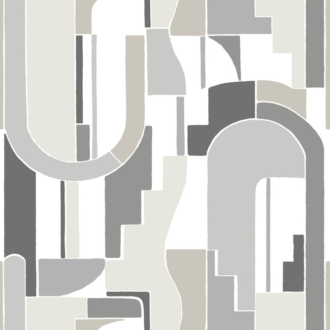 A-Street Prints Odele Stone Geometric Archways Wallpaper Mylos Covers about 56.4 square feet 20.5-in by 33-ft long roll Unpasted 20.5 - My Fabric Connection -