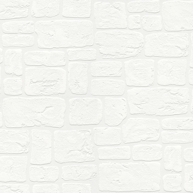 Brewster Gaffrey White Stone Paintable Wallpaper PaintWorks Covers about 57.5 square feet Germany Unpasted 25.2-in repeat, drop match 20.9-in by 33-ft long roll - My Fabric Connection -