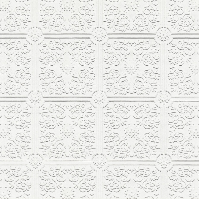 Brewster Nico White Square Paintable Wallpaper PaintWorks Covers about 57.5 square feet Germany Prepasted 5-in repeat, straight match 20.9-in by 33-ft long roll - My Fabric Connection -