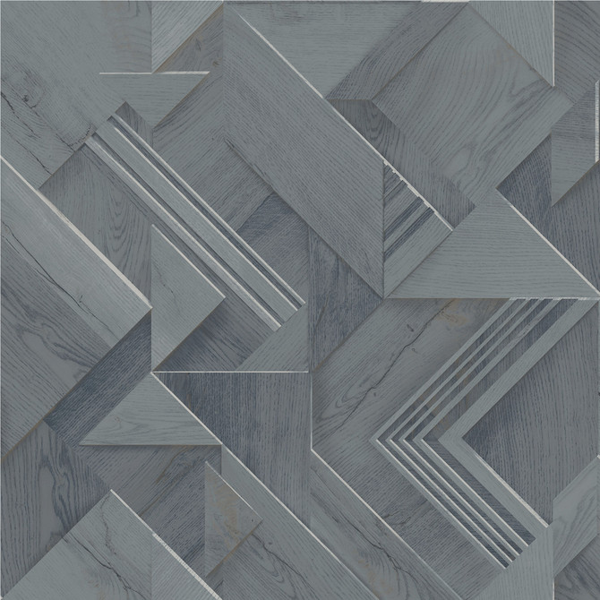 Advantage Cassian Denim Wood Geometric Wallpaper Passport Covers about 57.5 square feet France Unpasted 10.4-in repeat, drop match 20.9-in by 33-ft long roll - My Fabric Connection -