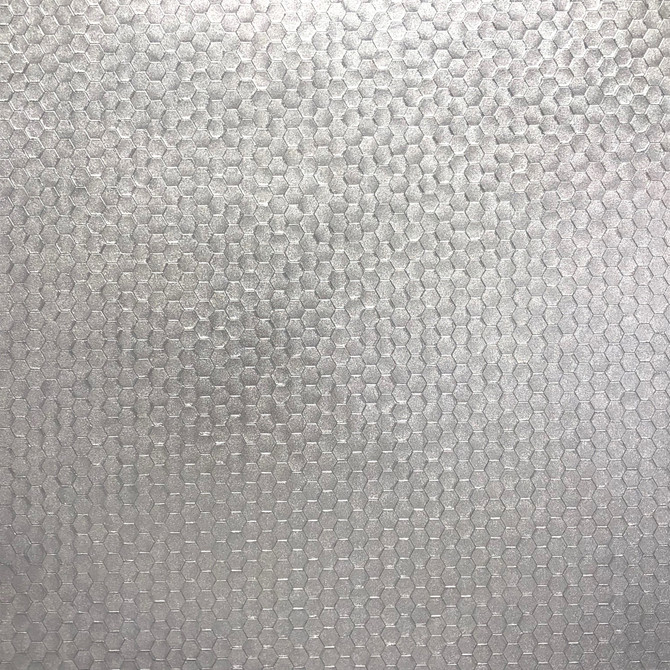Brewster Carbon Silver Honeycomb Geometric Wallpaper Polished Covers about 56.4 square feet Great Britain Unpasted 20.9-in repeat, straight match 20.5-in by 33-ft long roll - My Fabric Connection -