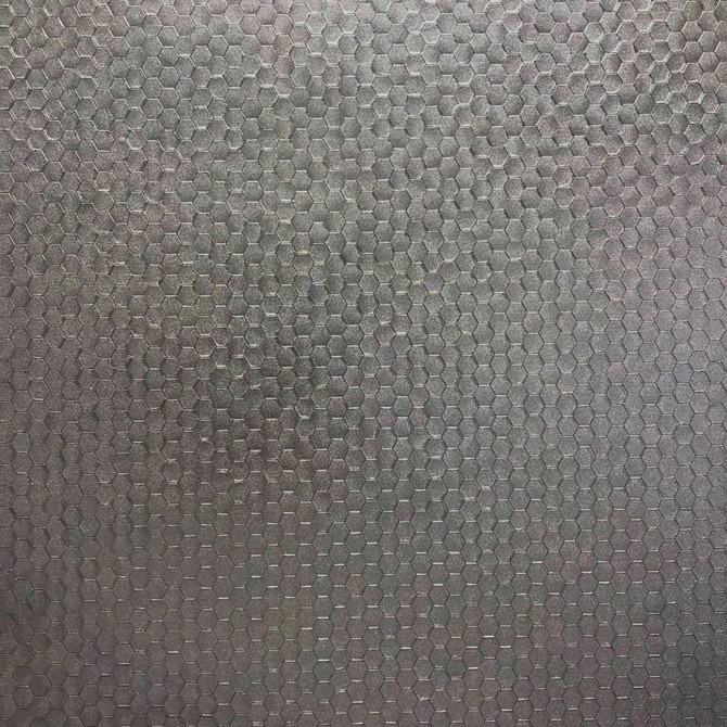 Brewster Carbon Pewter Honeycomb Geometric Wallpaper Polished Covers about 56.4 square feet Great Britain Unpasted 20.9-in repeat, straight match 20.5-in by 33-ft long roll - My Fabric Connection -