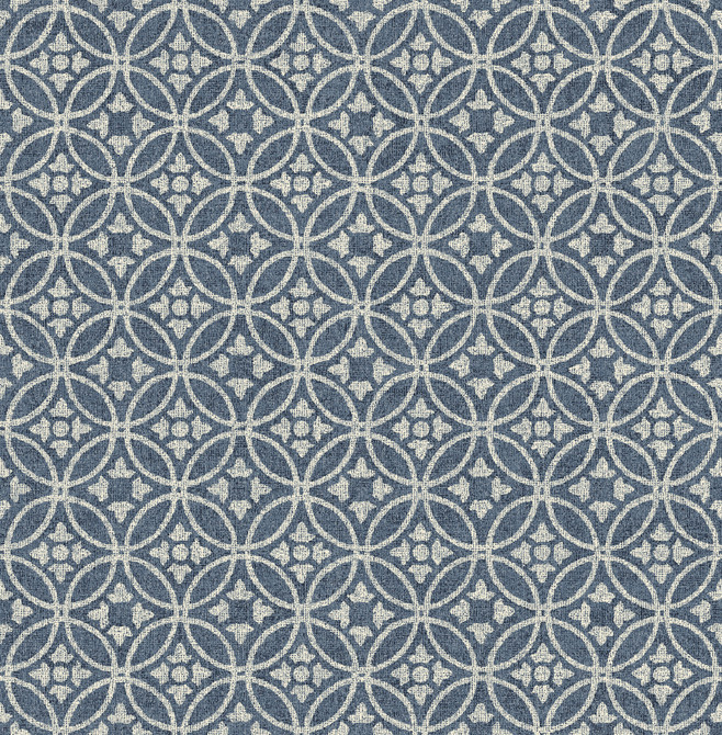 A-Street Prints Larsson Indigo Ogee Wallpaper Revival Covers about 56.4 square feet Great Britain Unpasted 20.9-in repeat, straight match 20.5-in by 33-ft long roll - My Fabric Connection -