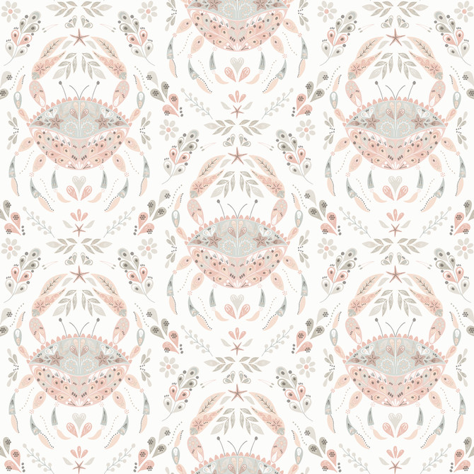 Chesapeake Annapolis Coral Crustation Wallpaper Sanibel Covers about 56.4 square feet United States Prepasted 20.5-in repeat, drop match 20.5-in by 33-ft long roll - My Fabric Connection -
