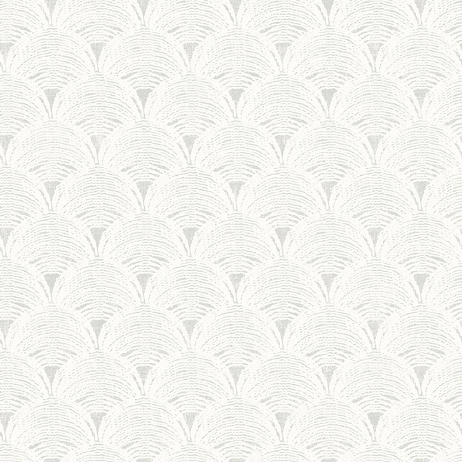 Chesapeake Santiago Grey Scalloped Wallpaper Sanibel Covers about 56.4 square feet United States Prepasted 20.5-in repeat, straight match 20.5-in by 33-ft long roll - My Fabric Connection -