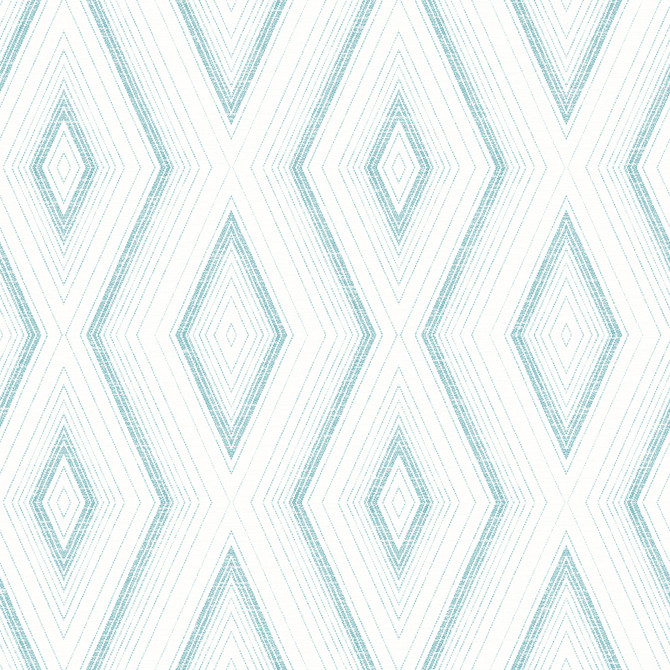 Chesapeake Santa Turquoise Geometric Wallpaper Sanibel Covers about 56.4 square feet United States Prepasted 20.5-in repeat, straight match 20.5-in by 33-ft long roll - My Fabric Connection -