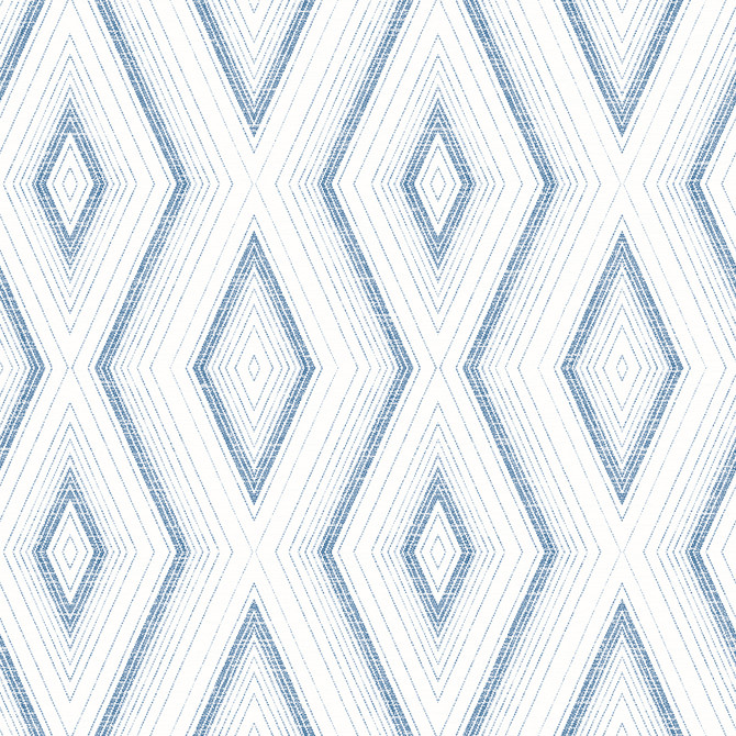 Chesapeake Santa Cruz Blue Geometric Wallpaper Sanibel Covers about 56.4 square feet United States Prepasted 20.5-in repeat, straight match 20.5-in by 33-ft long roll - My Fabric Connection -