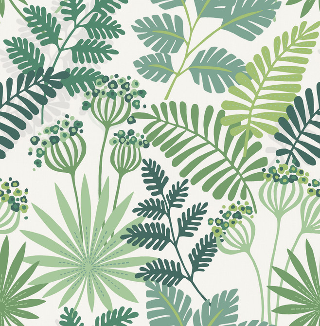 A-Street Prints Praslin Green Botanical Wallpaper Seychelles Covers about 56.4 square feet 20.5-in by 33-ft long roll Unpasted 20.9 - My Fabric Connection -