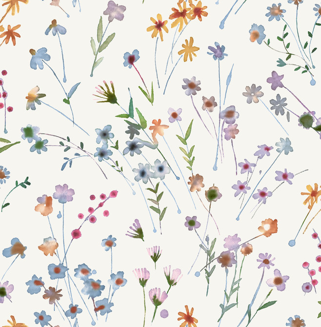 Advantage Heidi Peach Watercolor Florals Wallpaper Splash Covers about 56.4 square feet Great Britain Unpasted 10.4-in repeat, drop match 20.5-in by 33-ft long roll - My Fabric Connection -