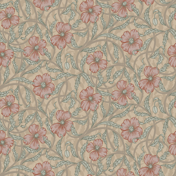 A-Street Prints Imogen Light Brown Floral Wallpaper Spring Covers about 56.4 square feet Sweden Unpasted 10.4-in repeat, straight match 20.5-in by 33-ft long roll - My Fabric Connection -