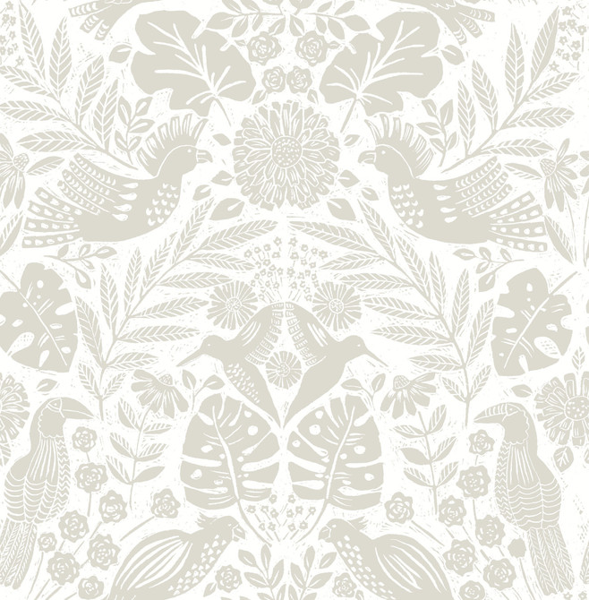 A-Street Prints Nestle Dove Bird Block Print Wallpaper Terrace Covers about 56.4 square feet Great Britain Unpasted 20.86-in repeat, straight match 20.5-in by 33-ft long roll - My Fabric Connection -