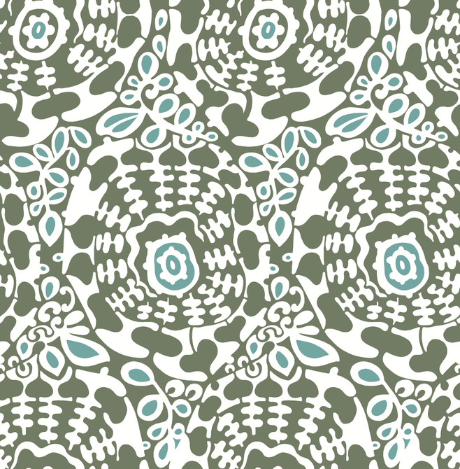 A-Street Prints Divine Green Abstract Medallion Wallpaper Terrace Covers about 56.4 square feet Great Britain Unpasted 20.86-in repeat, straight match 20.5-in by 33-ft long roll - My Fabric Connection -