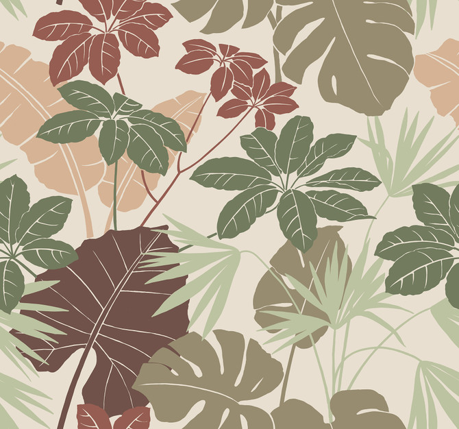 A-Street Prints Medellin Neutral Rainforest Floor Wallpaper Terrace Covers about 60.8 square feet United States Unpasted 25.25-in repeat, straight match 27-in by 27-ft long roll - My Fabric Connection -
