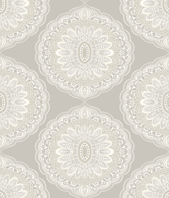 Chesapeake Bolinas Grey Medallion Wallpaper The Vineyard Covers about 56.4 square feet 20.5-in by 33-ft long roll Prepasted 24 - My Fabric Connection -