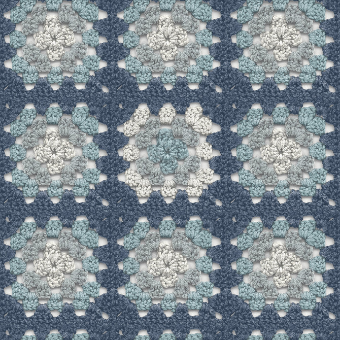 Chesapeake Maud Blue Crochet Geometric Wallpaper Thoreau Covers about 56.4 square feet United States Prepasted 20.5-in repeat, straight match 20.5-in by 33-ft long roll - My Fabric Connection -